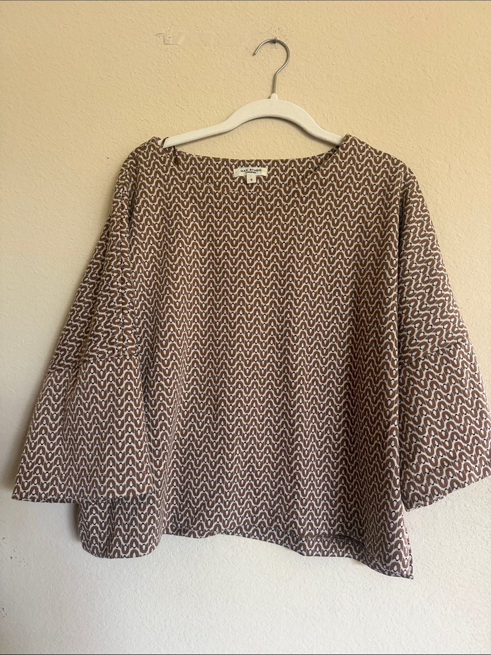 Max Studio Brown & Cream Geometric relaxed shoulders Tunic
